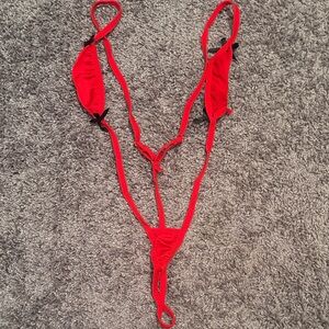 Red Strappy Micro Bikini
